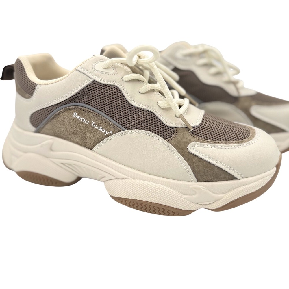 Beau Today Chunky Platform Sneakers Women Size 9 Beige Tan Brown minimalist